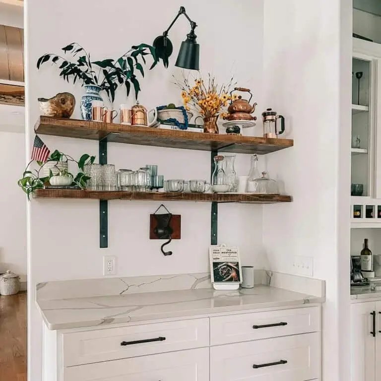Swing Arm Sconce Over Shelves