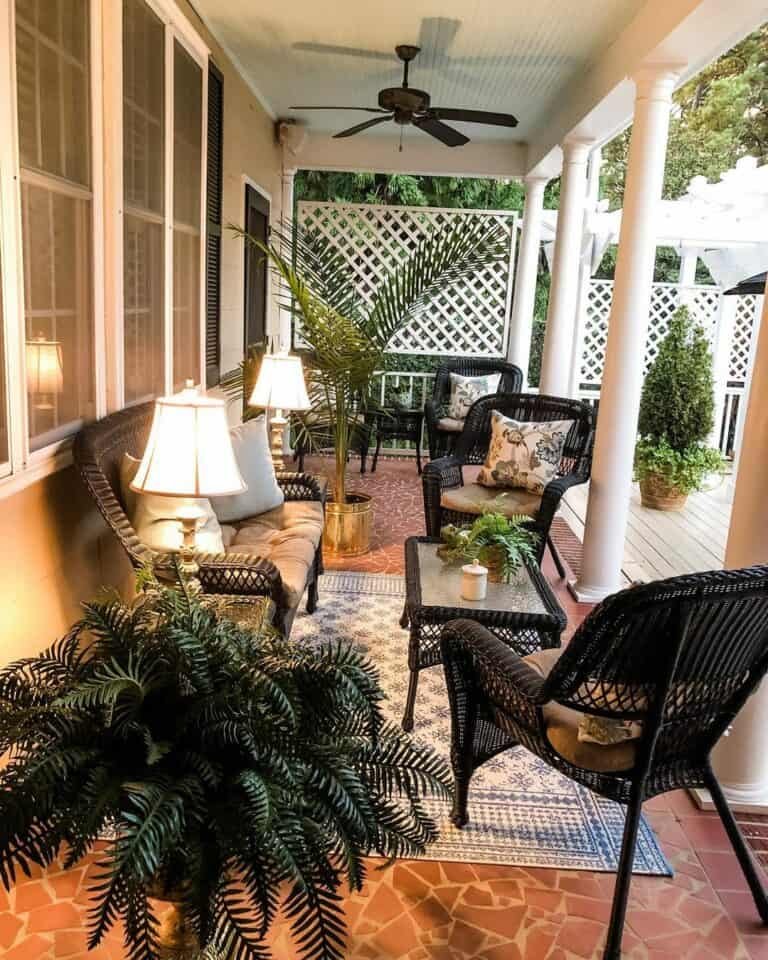 Table Lamps on Porch Furniture