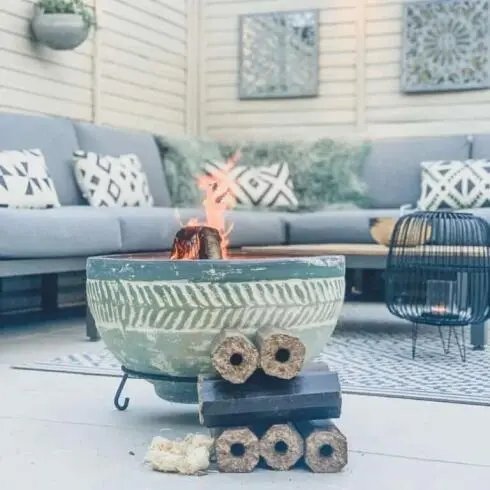 Teal Bowl and White Cushions