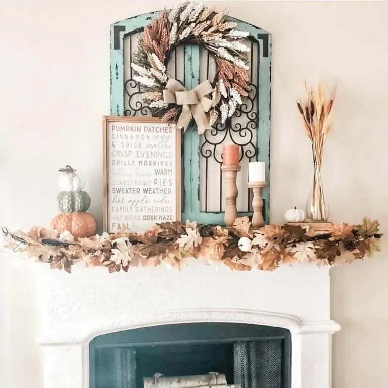 Teal French Door Autumn Wreath