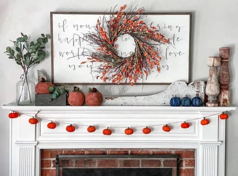Twig Wreath Fireplace Decor