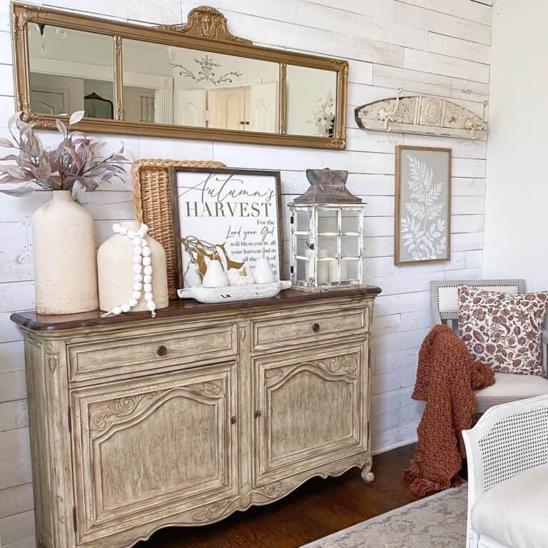 Vintage Wood Sideboard Decor