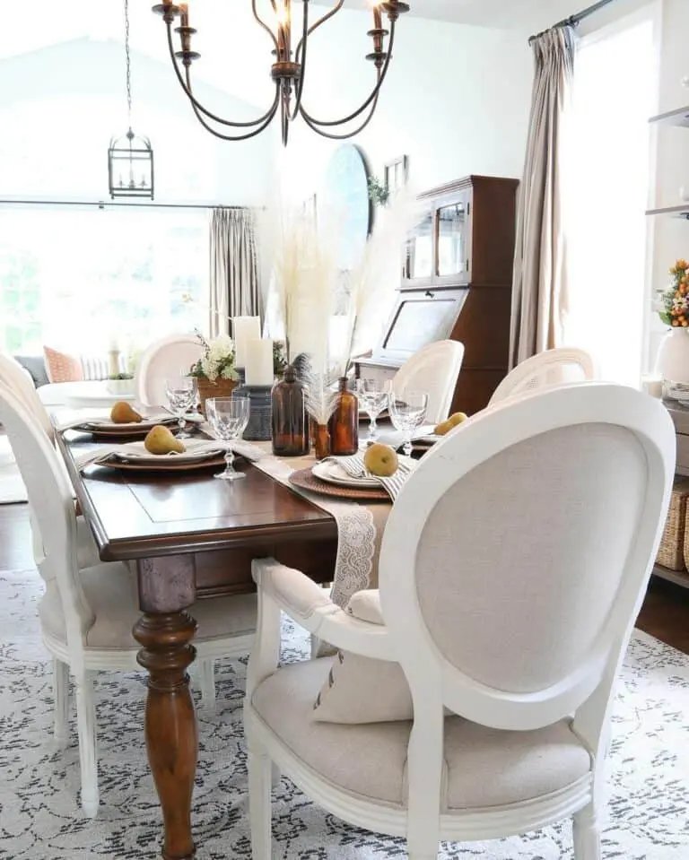 White Accents in Fall Centerpiece