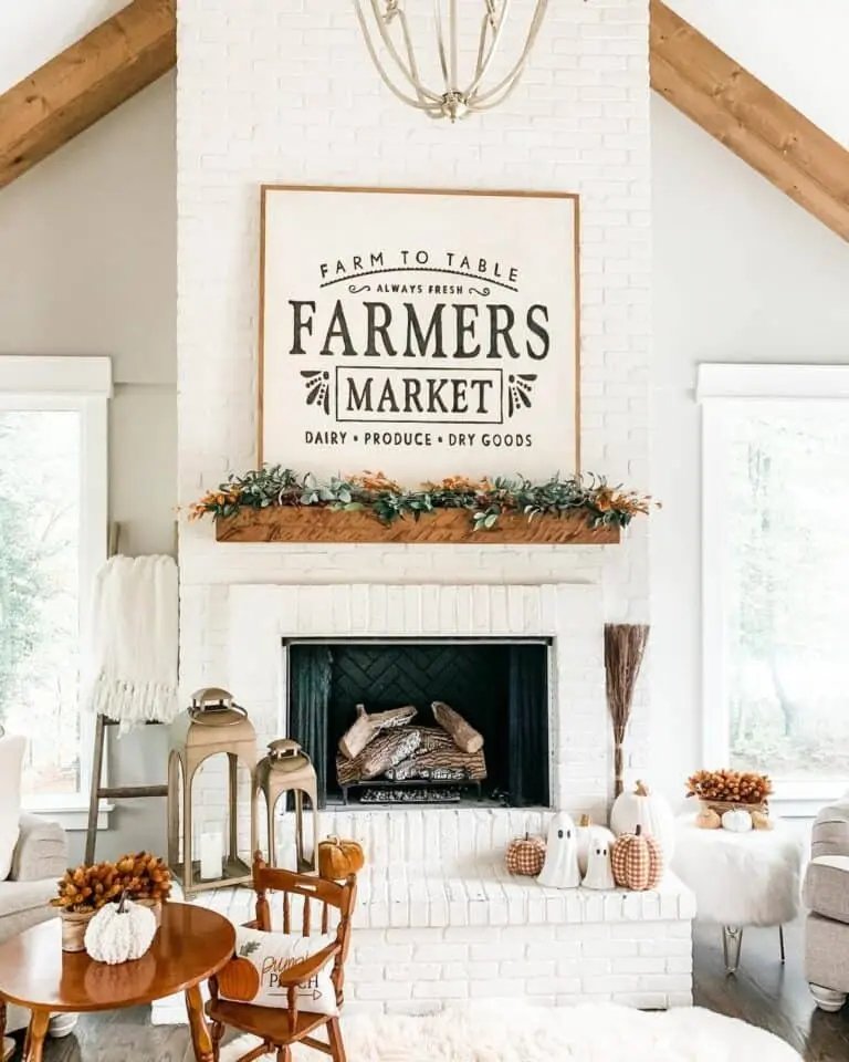 White Brick Fireplace Décor