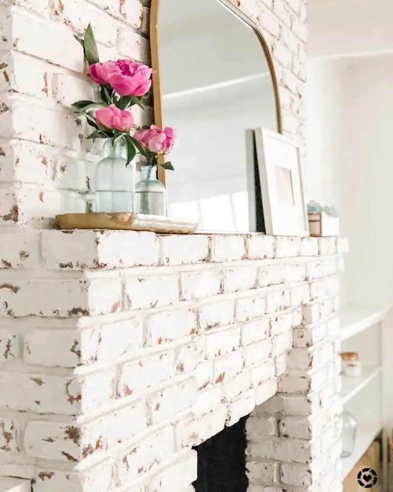 White Brick Fireplace Decor