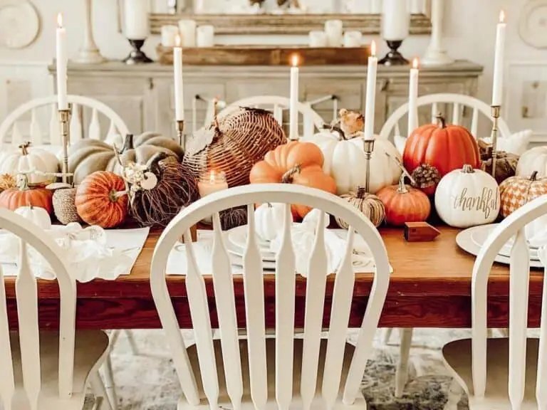 White Chairs with Fall Decor