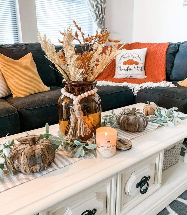White Coffee Table Fall Decor
