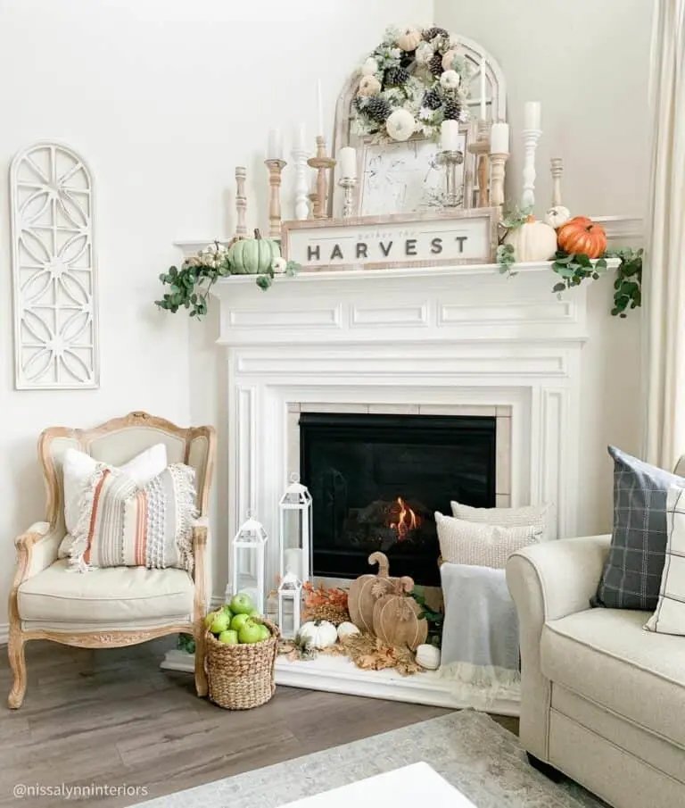 White Corner Fireplace Decor