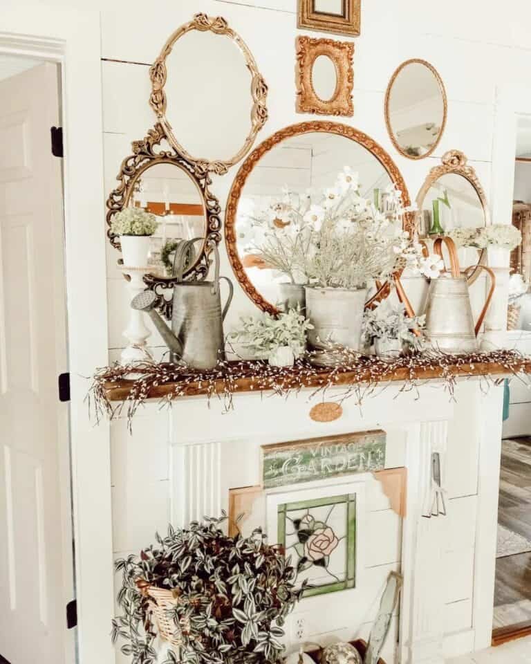 White Floral Summer Mantel