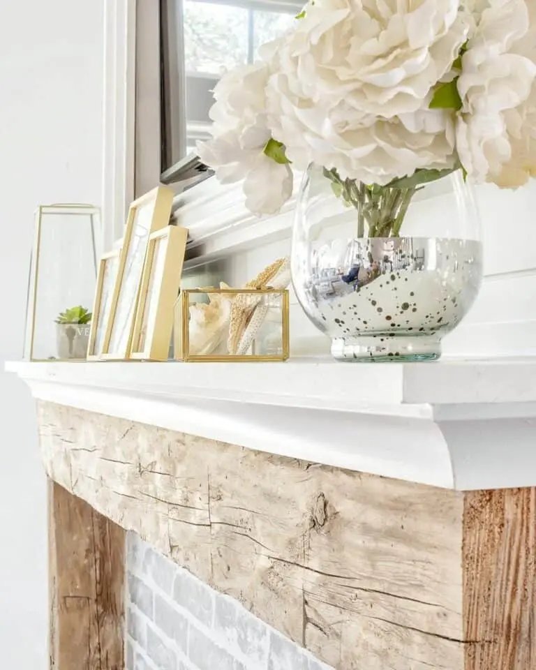 White Flower Mantel Decor