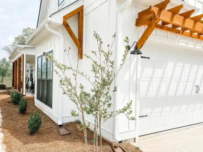 White House with Wood Awning