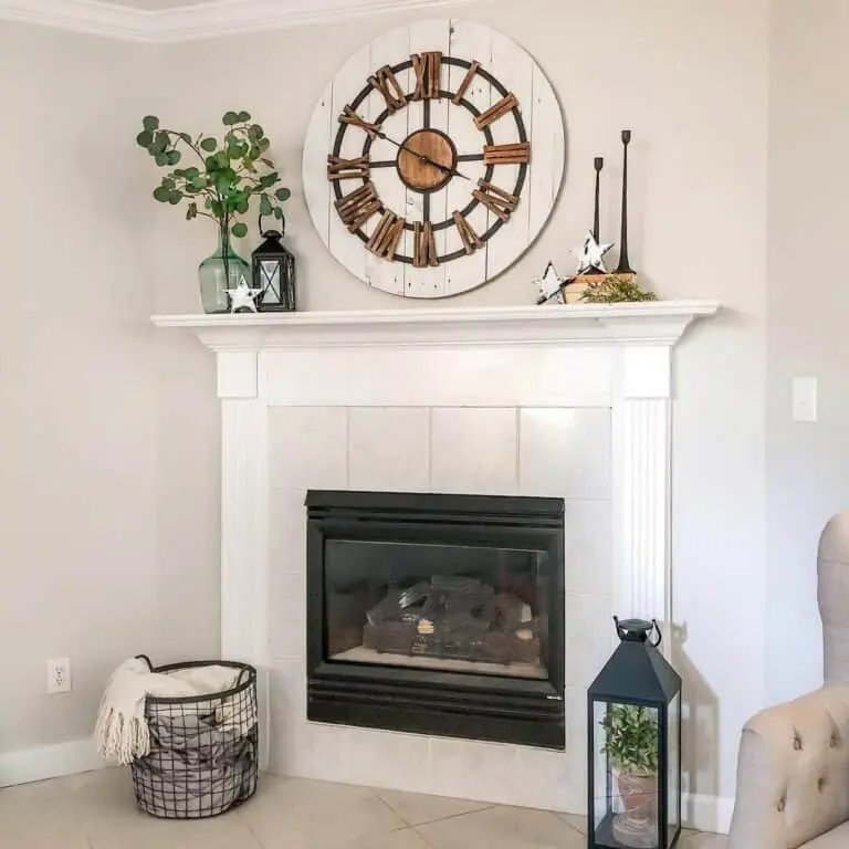 White Mantel Corner Fireplace