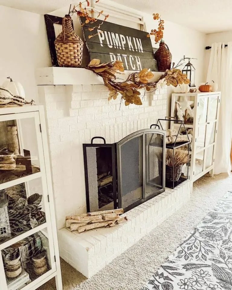 White Mantel with Black Décor