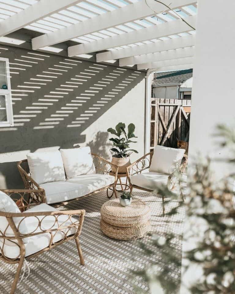 White Pergola with Chairs