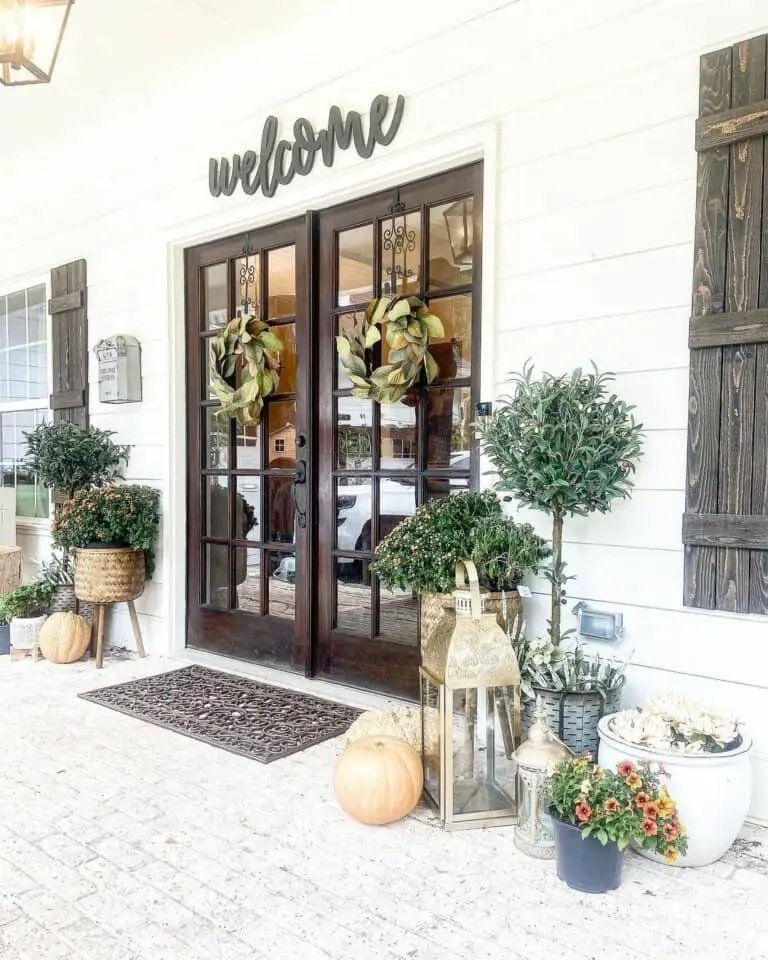 White Porch with Wooden Doors
