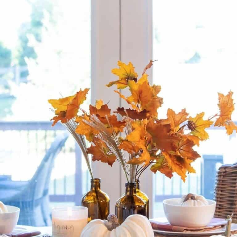 White Pumpkins on Tabletop