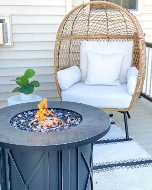 Wicker Chair with White Cushions