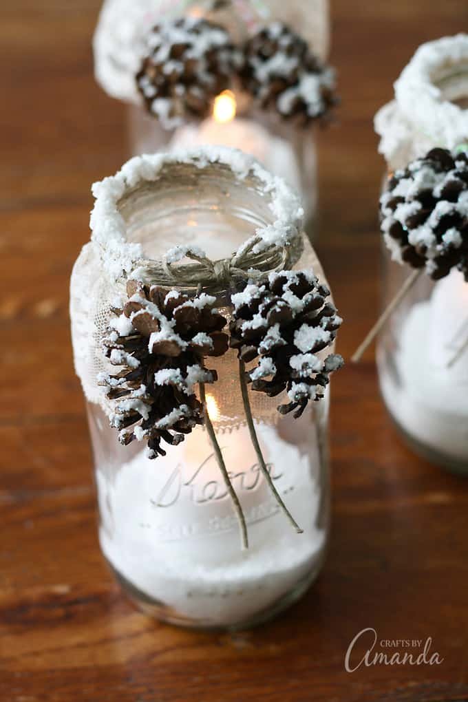 Winter Pinecone Candle Decor