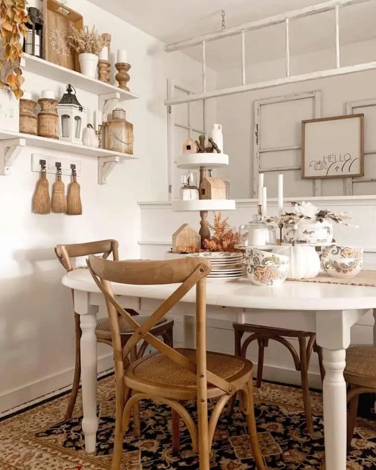 Wood Decor on White Tables