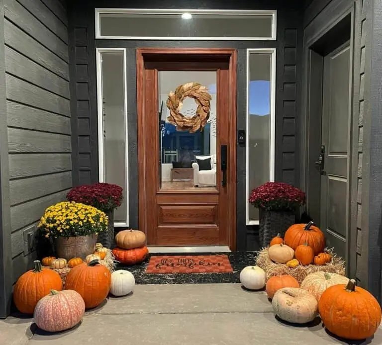 Wood Door with Fall Decor