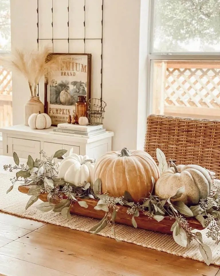 Wood Tray with Pumpkins