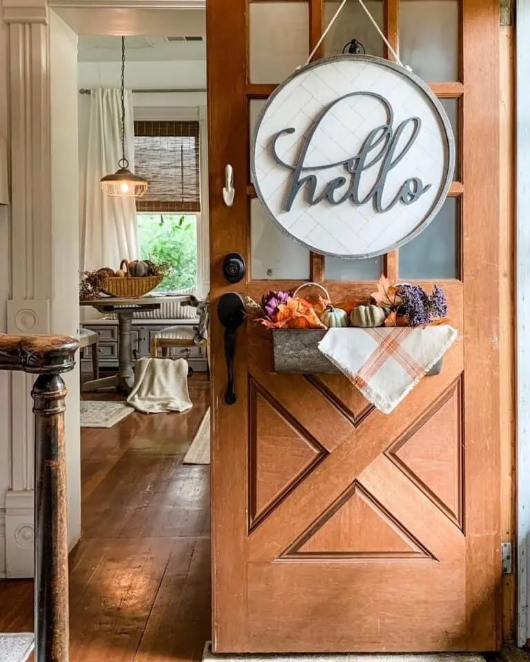 Wooden Door with Tin Planter