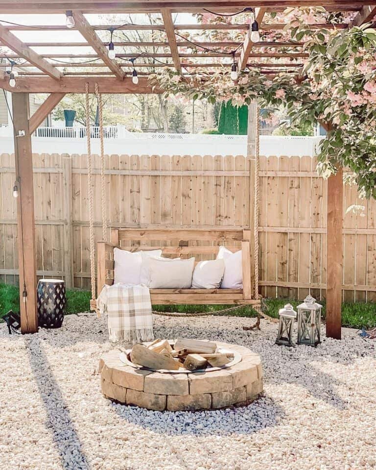 Wooden Gazebo with Swing