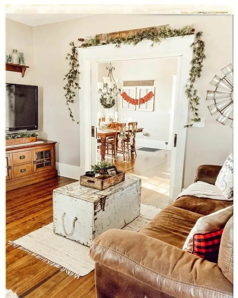 Wooden Tray on White Trunk