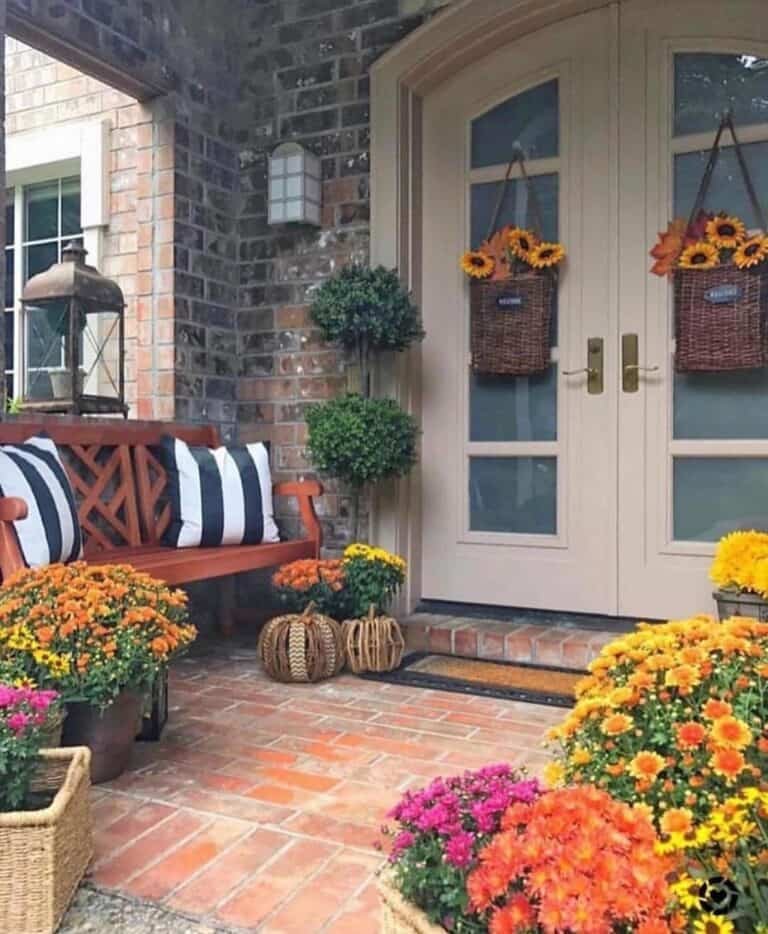 Woven Baskets and Mums