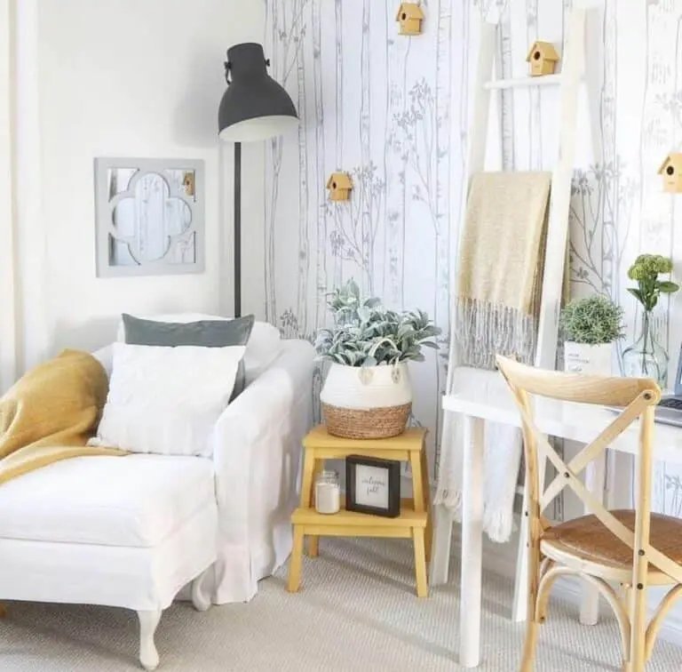 Yellow Birdhouses and Wallpaper