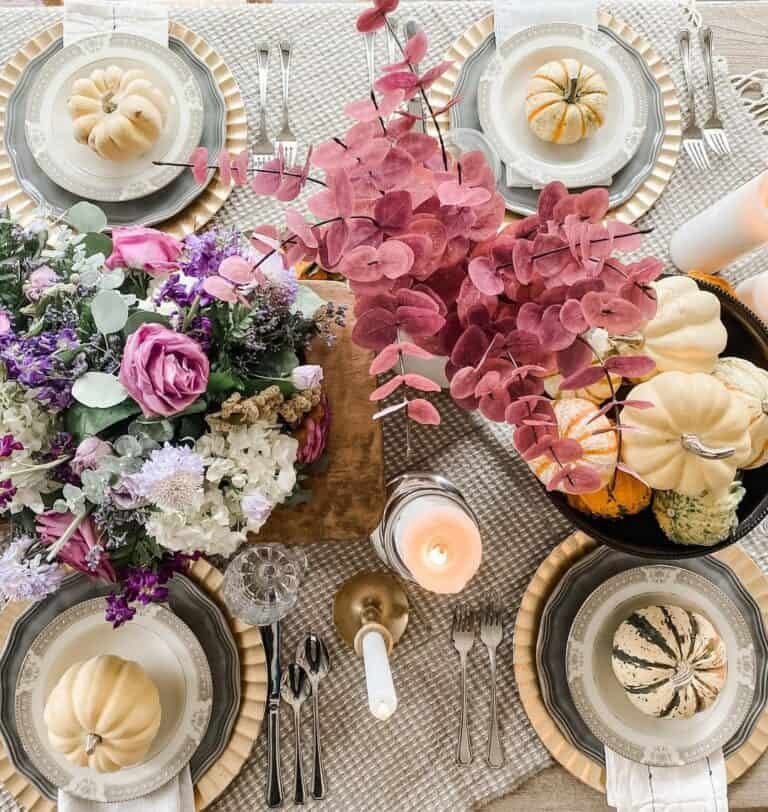 Pink Floral Fall Tablescape