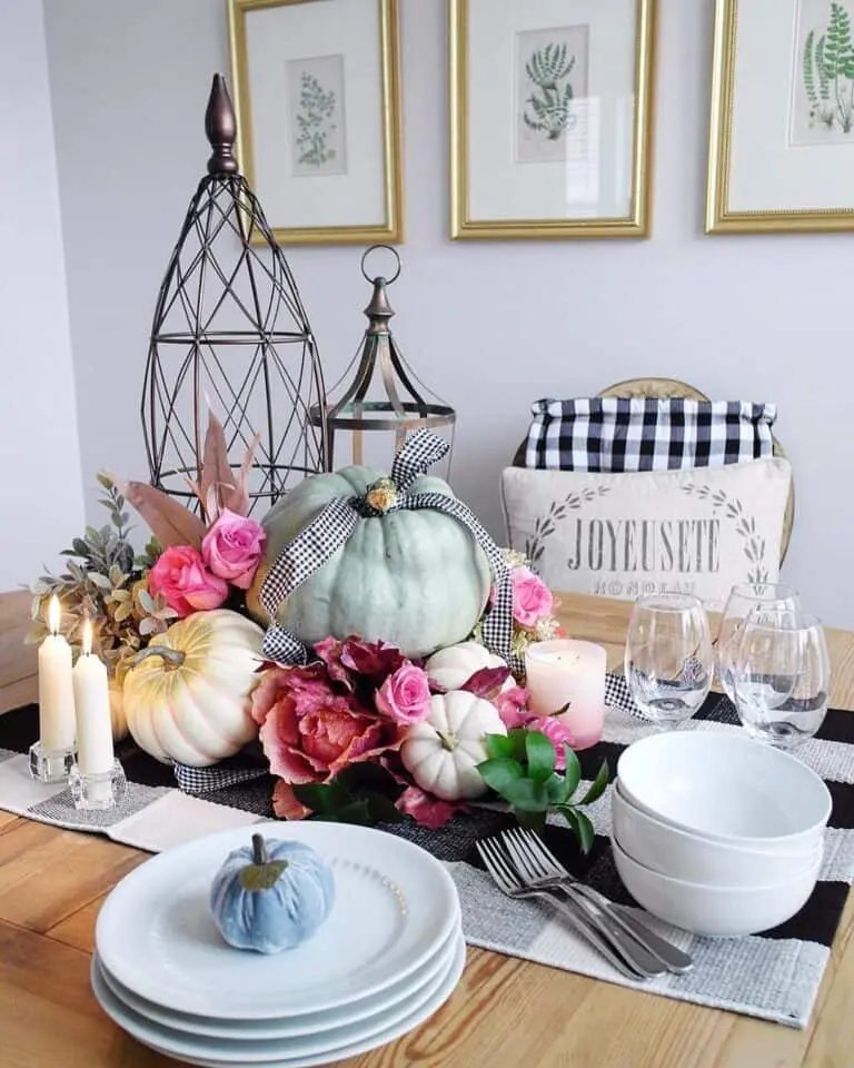 Pink Halloween Plaid Tablescape