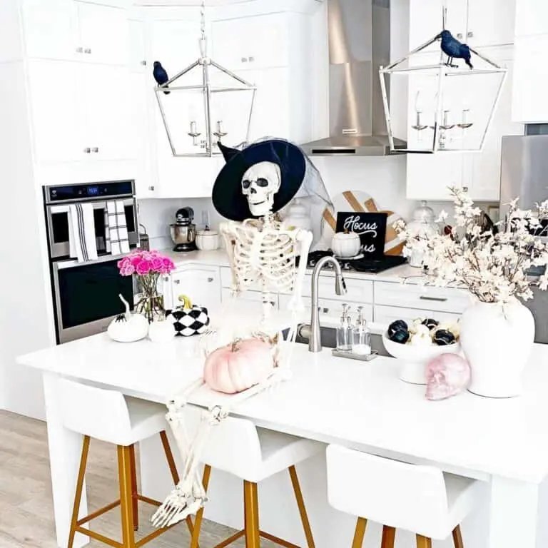 Pink Pumpkins and Skeleton