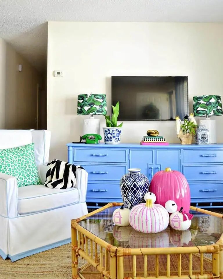 Pink Pumpkins on Rattan Table