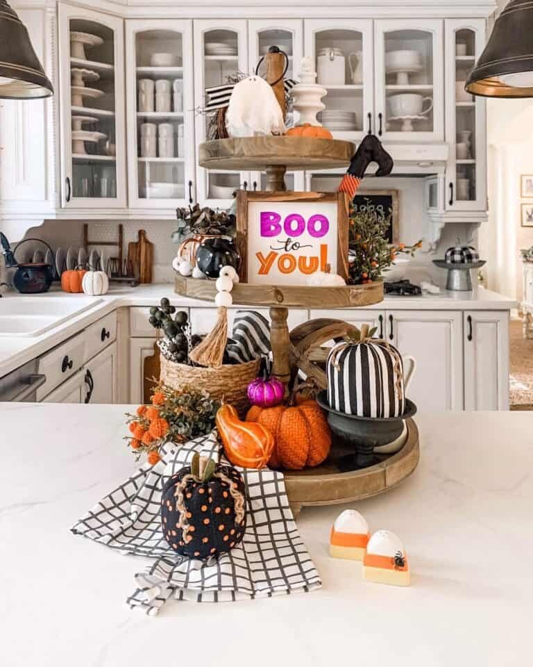 Round Wooden Tiered Tray