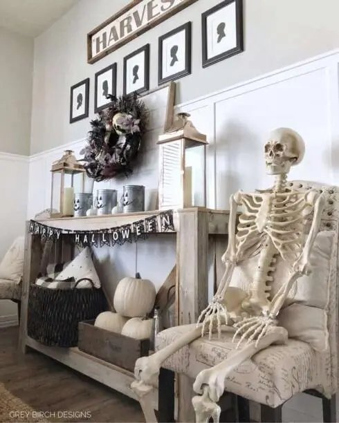 Side Table Skeleton Decor
