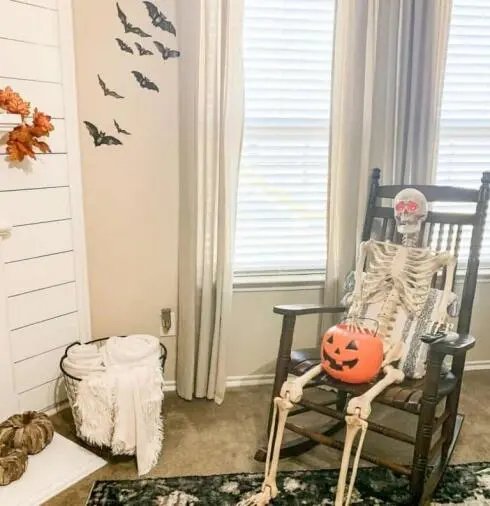 Skeleton Rocking Chair Scene