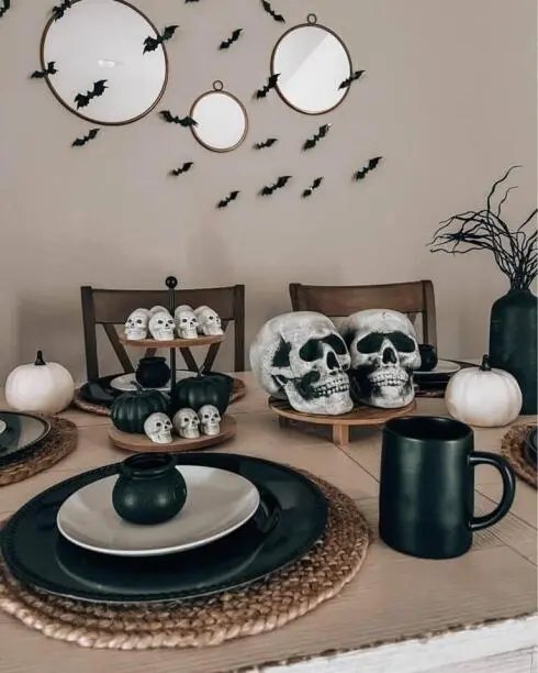 Skulls and Bats Tablescape