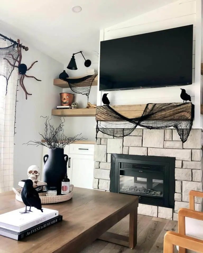 White Living Room, Black Decor