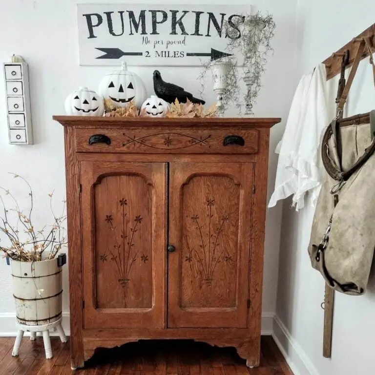 Wooden Cabinet Halloween Decor