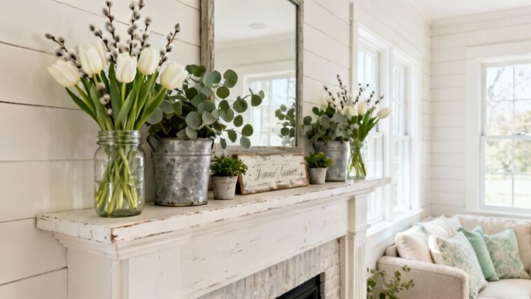 29 Fresh Spring Farmhouse Mantel Décor Ideas