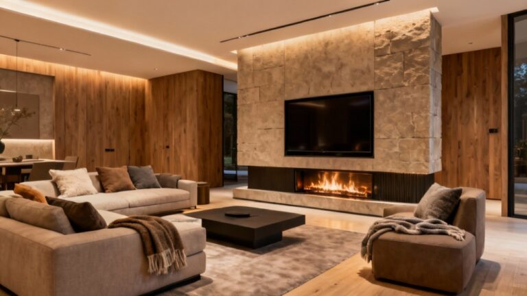 30 Cozy Fireplace TV Wall Design Ideas for Your Living Room