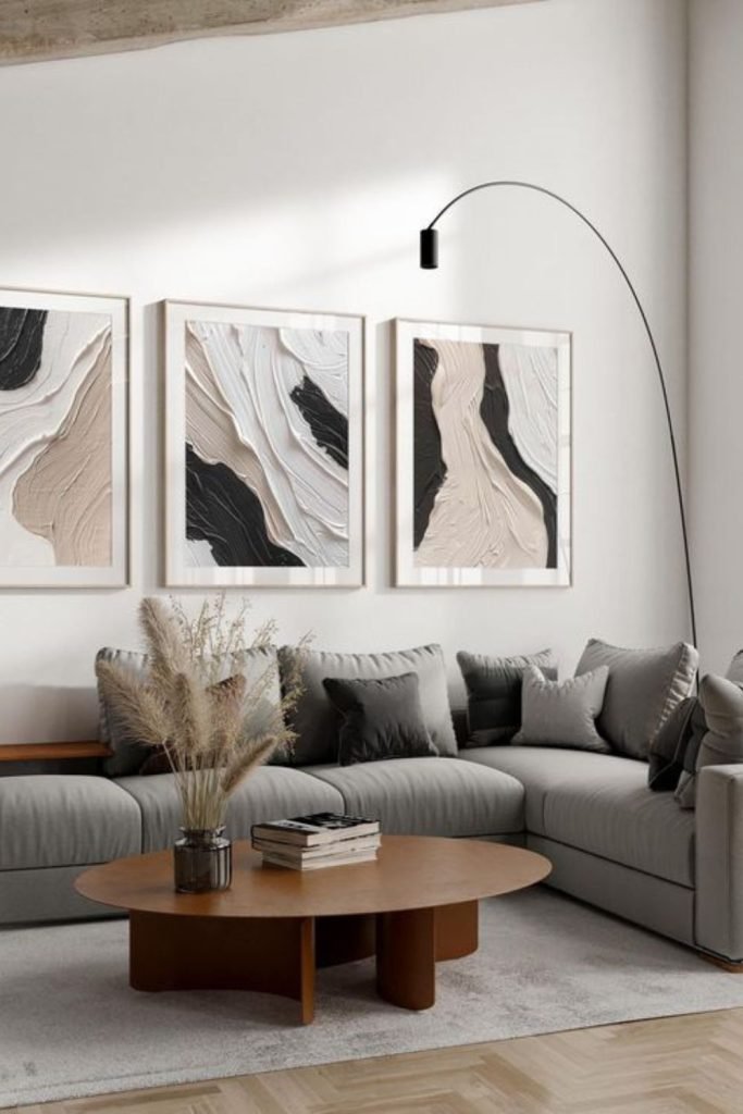 Beige Charcoal Living Room