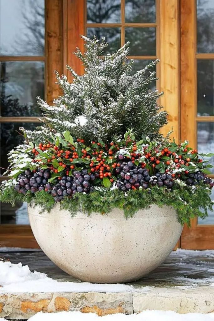 Birch Branch Winter Planter