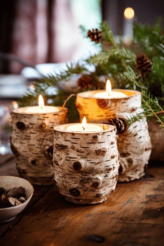 Birch Log Votives