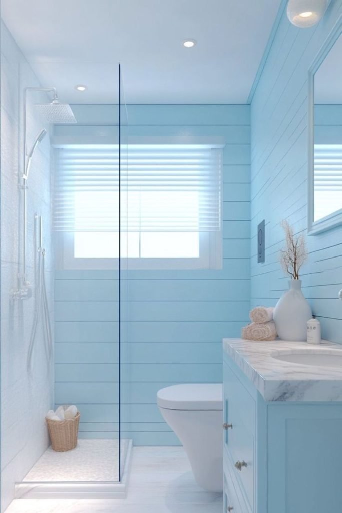 Blue-Gray Coastal Bathroom