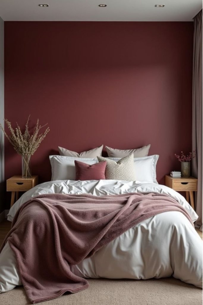 Burgundy Scandinavian Bedroom