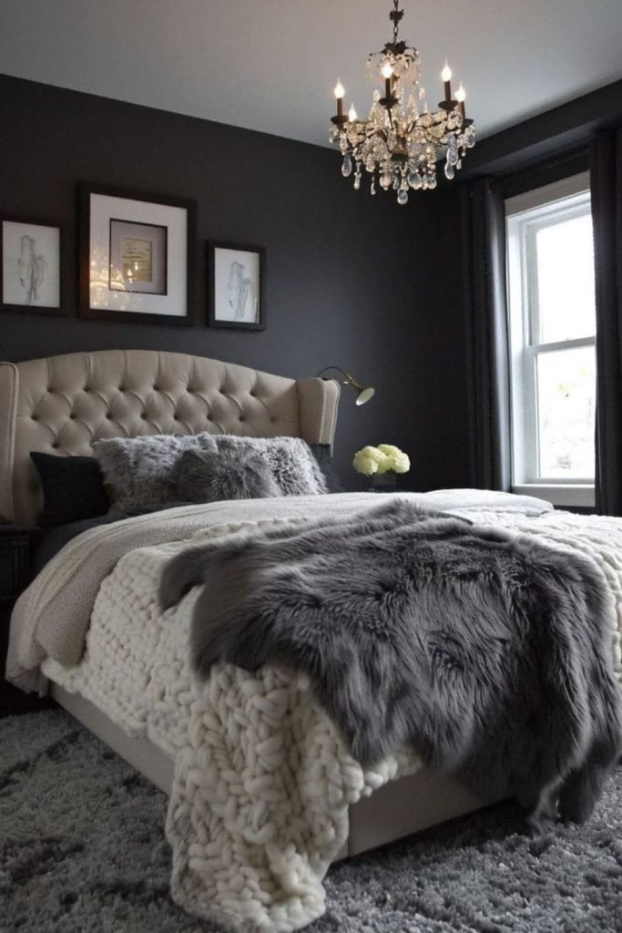 Charcoal Velvet Bedroom
