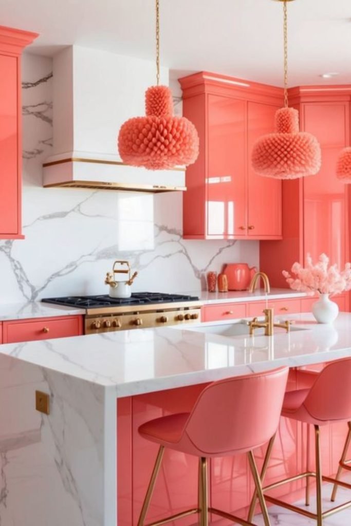Coral Pink Cabinets