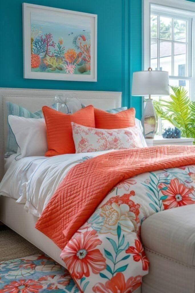 Coral Turquoise Bedding